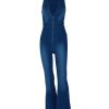 41emB6eXe1L.jpg Denim Jumpsuit for Women Sexy Slim Fit Zipper Sleeveless V-Neck High Waist Fashion Jean Pants Rompers