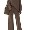 Women's 2 Piece Outfits Sweater Set Wide Leg Pants High Neck Sweatsuit Loungewear