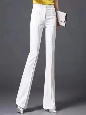 High Elastic Spring Summer Flare Pants Casual Straight Trousers for Women Work Suit Pants Loose Female Pantalon
