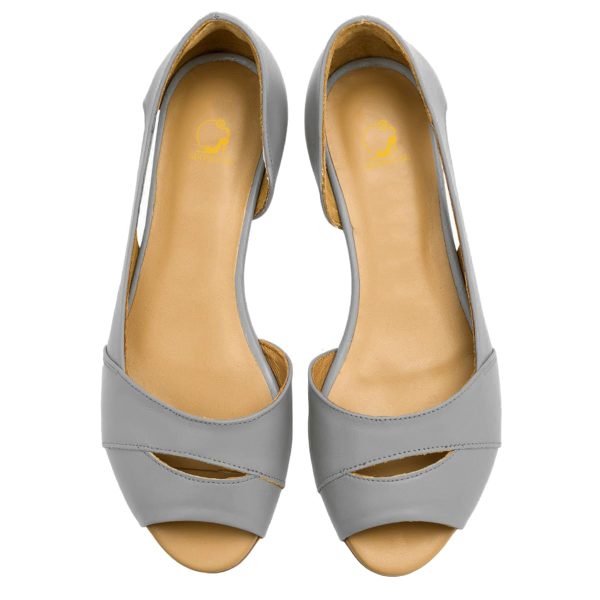 Women Open Peep Toe Flat Shoes Slip On Cutout Flat Sandals Round Toe Matte Leather Ballet Flats Office Work Comfort Flat Heel