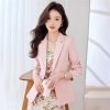 613U6YHCdYL.jpg Women Clothes Button Coats Overwea Hot Black Pink Solid Slim Jacket