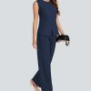 Women's 2 Piece Blazer Outfits Sleeveless Crewneck Vest Wide Leg Pantsuit 2025 Dressy Casual Work Sets