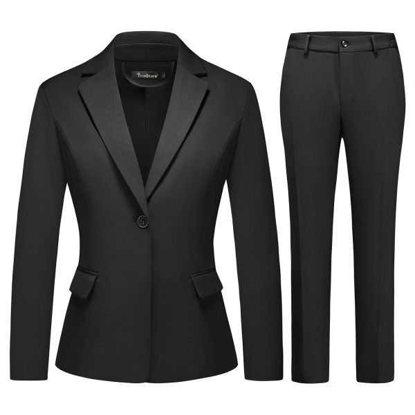 Women's Business Solid Suit 2 Piece Slim Fit Classic Blazer Pants Set for Women Formal Office