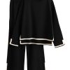 61Pf7iG8U2L.jpg Women's 2 Piece Outfits Long Sleeve Knit Sweater Top Wide Leg Pants Lounge Sets Tracksuits