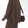 Women's 2 Piece Outfits Sweater Set Wide Leg Pants High Neck Sweatsuit Loungewear