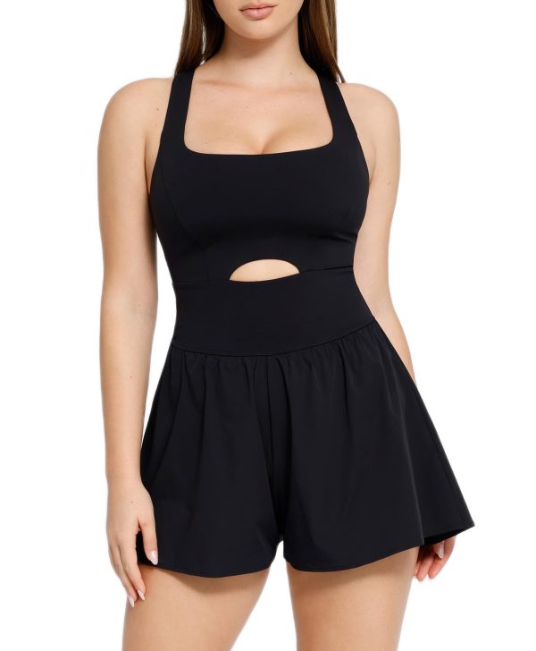 Shapewear Jumpsuit Workout Romper Tennis Dress Look Athletic Rompers For Women Waist Cutout Design