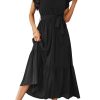Women's Summer Floral Boho Maxi Dress Wrap Short Sleeve V Neck Ruffle A-Line Flowy Wedding Guest Long Dresses