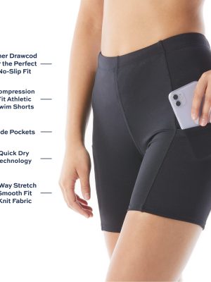 Beach House Indy 6” Biker Swim Short for Women — No-Slip Swim Jammer, Athletic Shorts