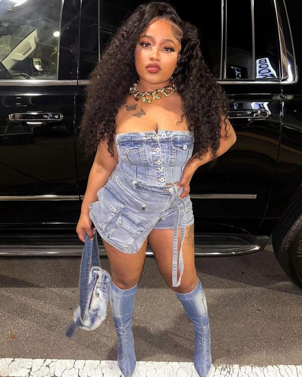 Women's Denim 2 Piece Outfits Button Tube Top and Cargo Shorts with Pockets Summer Sexy Jeans Shorts Set Tracksuits