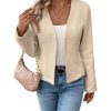 2025 Women's Spring Tweed Blazer Fully-Lined Collarless Open Front Elegant Petite Cute Fashion Casual Work Jacket