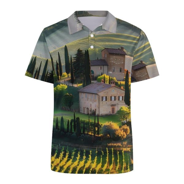 Tuscany Vineyard Womens Polo Shirts Short Sleeve Golf Shirts Casual Tennis Shirts for Work Business