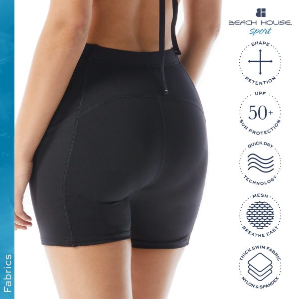 Beach House Indy 6” Biker Swim Short for Women — No-Slip Swim Jammer, Athletic Shorts