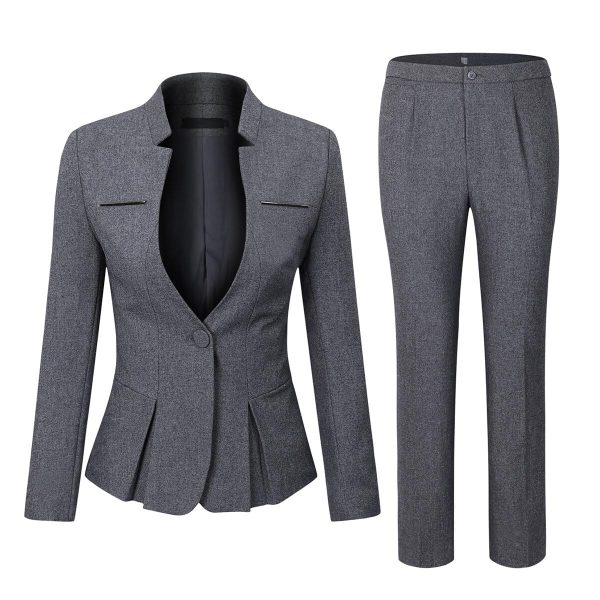 Women's Elegant Business 2 Piece Office Lady Suit Set Work Blazer Pant