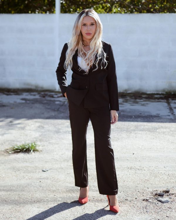 2 Piece Outfits for Women Dressy Blazer Jackets High Waisted Straight Leg Pants Suits Set Business Casual Office