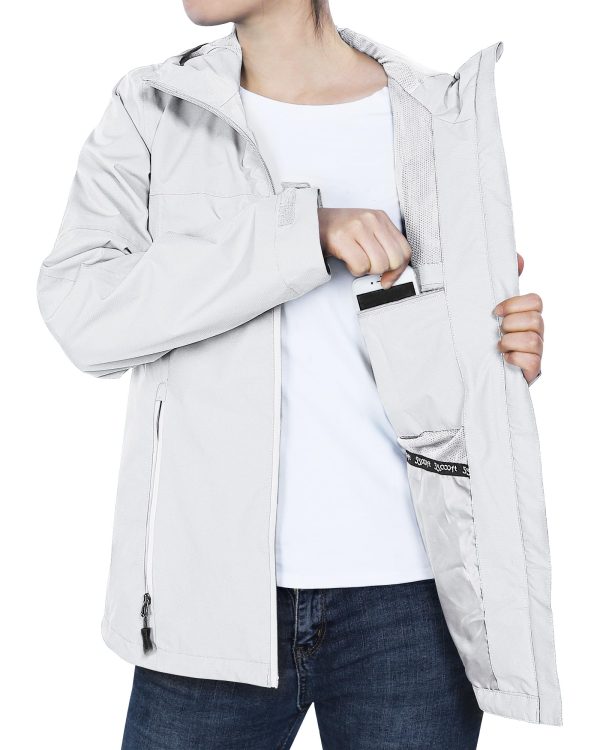 Packable Rain Jacket Women Lightweight Waterproof Raincoat with Hood Cycling Bike Jacket Windbreaker