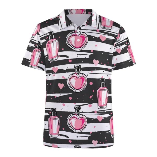 Make Up Theme Pattern with Perfume Womens Polo Shirts Short Sleeve Golf Shirts Casual Tennis Shirts for Work Business