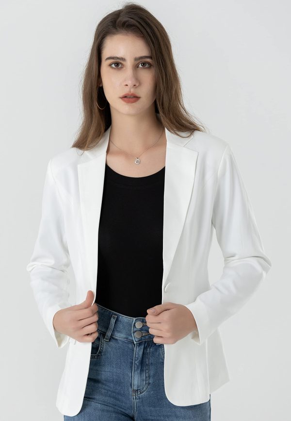 Womens One Button Blazer Lightweight Office Work Suit Jacket