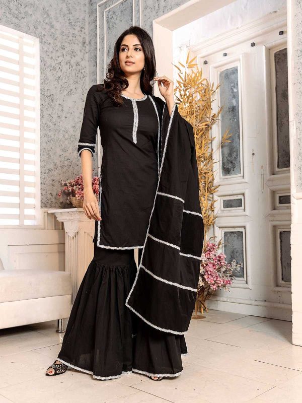 Indian Kurti for Womens With Palazzo Dupatta|| Rayon Lace Work Sarara Style Kurta Kurtis Tunic For Women