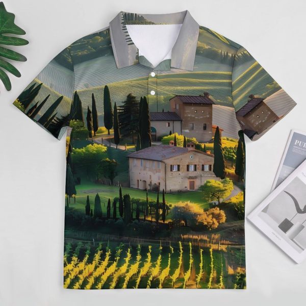 Tuscany Vineyard Womens Polo Shirts Short Sleeve Golf Shirts Casual Tennis Shirts for Work Business