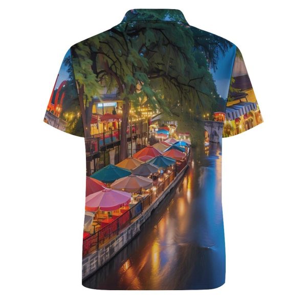 Antonio River Walk Landscape Womens Polo Shirts Short Sleeve Golf Shirts Casual Tennis Shirts for Work Business