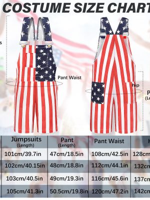 American Flag Coveralls for Unisex Bib Overalls Festival Jumpsuits Shorts Romper Summer Multi Side Pockets Cargo