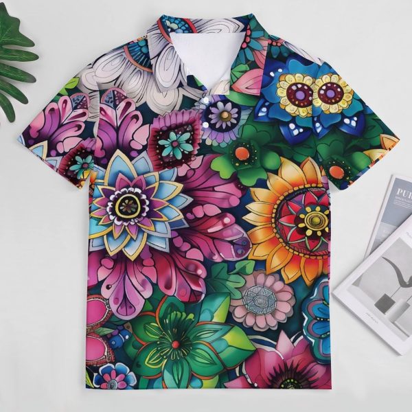 Boho Floral Colorful Flowers Womens Polo Shirts Short Sleeve Golf Shirts Casual Tennis Shirts for Work Business