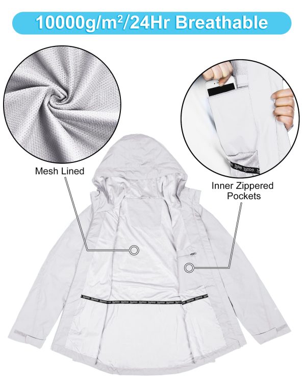 Packable Rain Jacket Women Lightweight Waterproof Raincoat with Hood Cycling Bike Jacket Windbreaker