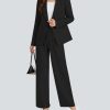 2 Piece Outfits for Women Business Casual Single Button Blazer Jacket and Wide Leg Pants Matching Suit Sets