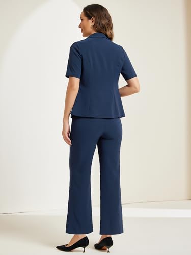 314HUezZ7NL.jpg Short Sleeve Blazer Pant Suits Set for Women Business Casual 2 Piece Work Outfits