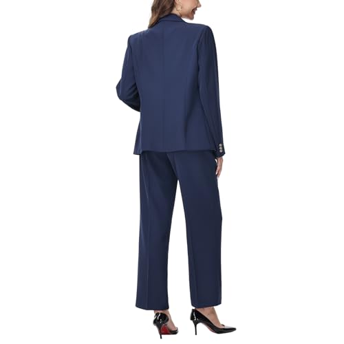 Women's 2 Piece Set Double Breasted Blazer and Pants Suit Business Outfits for Work Office