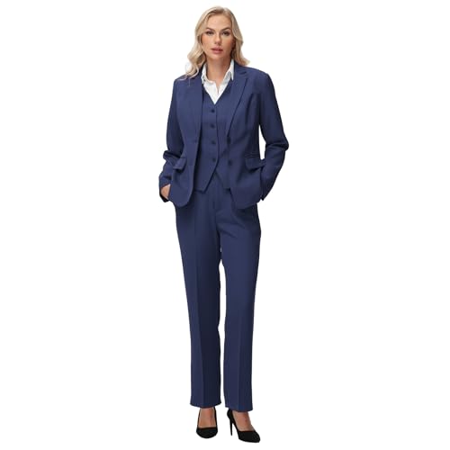 Women 3 Piece Suit Single Breasted Blazer Formal Business Pantsuit Office Lady Tuxedo Set