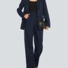 Women's 2 Piece Pant Suit Business Casual Outfits Striped Notched Collar Blazer Wide Leg Pants Sets