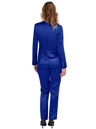 Women's 3 Pieces Satin Suit Black Peak Lapel Fashion Outfits Casual Party Wedding Blazer Jacket Vest Pants Set