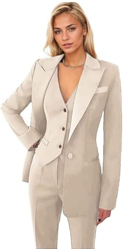 Women's 3 Pieces Pants Suit Office Lady Suit Blazer Vest Pants Business Suit Casual for Women Tuxedo Suits Set