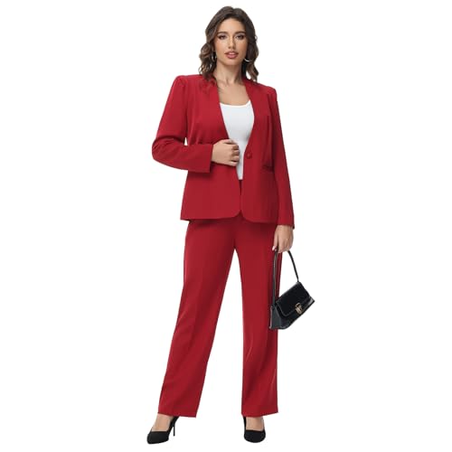 Womens Pant Suit 2 Pieces Business Casual Outfits Lady's Blazer Jacket and Pants Set for Work