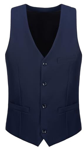 Mens 3 Piece Slim Fit Suit Set, 2 Button Solid Blazer Jacket Vest Pants Business Tuxedo