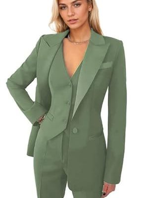 Women's 3 Pieces Pants Suit Office Lady Suit Blazer Vest Pants Business Suit Casual for Women Tuxedo Suits Set