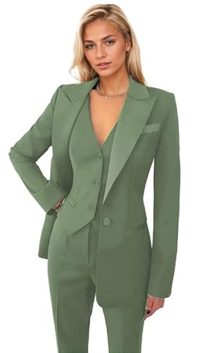 Women's 3 Pieces Pants Suit Office Lady Suit Blazer Vest Pants Business Suit Casual for Women Tuxedo Suits Set
