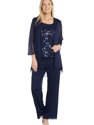 Womens Sequined 3PC Pant Suit