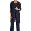 Womens Plus Sequined Lace Pant Suit