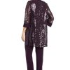 3PC Sequined Sleeveless Top, Jacket & Ity Duster Pant Set