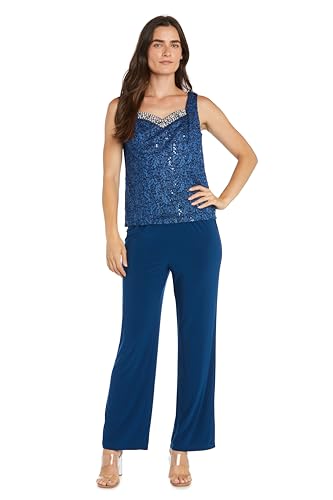 3PC Pant Set Top W/Pearl Neckline Lace Sequin Jacket & Pull-On Elastic Pants