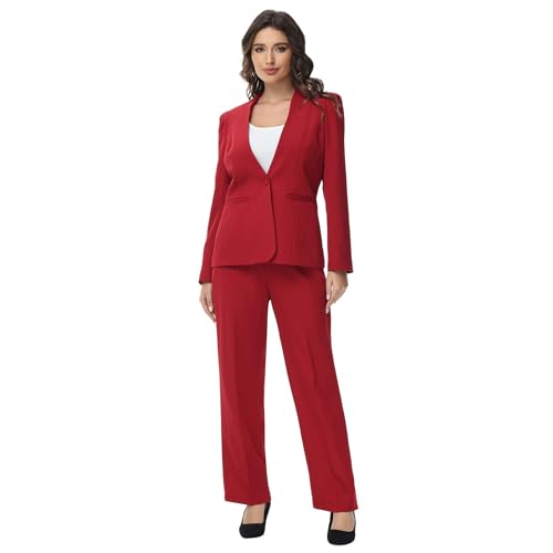 Womens Pant Suit 2 Pieces Business Casual Outfits Lady's Blazer Jacket and Pants Set for Work