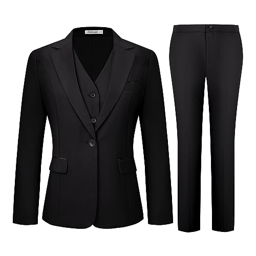 Women's 3 Piece Suit Lady Business Casual Office One Button Slim Fit Blazer Jacket Vest Pants Set