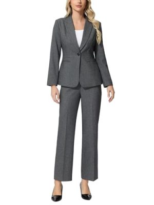 Women's Suits 2 Piece Blazer Pants Set Peak Lapel One Button Business Outfits for Work Professional