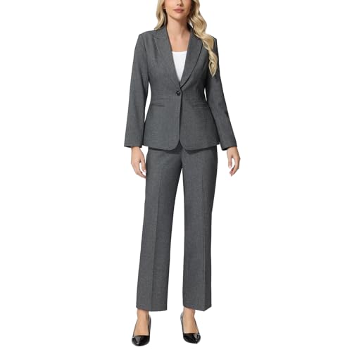 Women's Suits 2 Piece Blazer Pants Set Peak Lapel One Button Business Outfits for Work Professional
