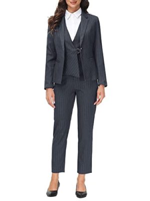Women's 3 Piece Classic Business Suit Set Elegant Blazer Vest and Pants Set