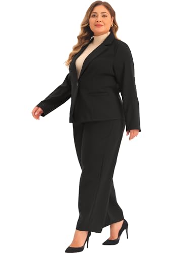 Plus Size Suit Two Piece Outfits for Women Business Office Blazer Jacket and Pants Suit Set