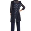 Womens Plus Sequined Lace Pant Suit