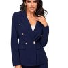 Women's Suits for Work Professional Business Attire 2 Piece Blazer and Pants Set, Navy Blue, XL (16-18)